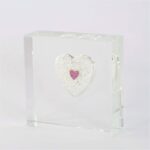 Square Sparkling Glass Heart Memorial