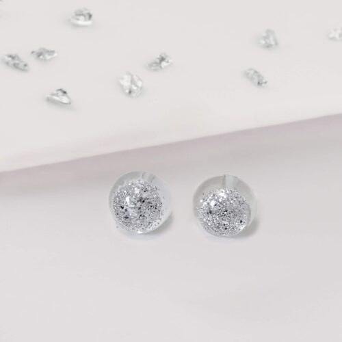 Ashes or Hair Small Crystarosin Round Stud Earrings
