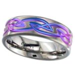 Zirconium Ring, Flat Profile with Anodised Celtic Detail