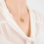 Gold Memorial Pendant, Ashes-Imprint Planished Disc With Initial