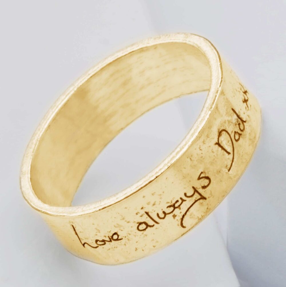 9ct Gold Memorial Ring With Handwriting Engraving