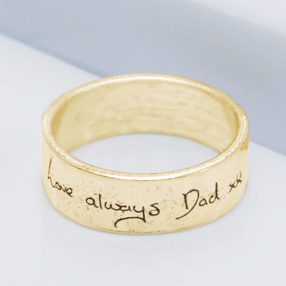 9ct Gold Memorial Ring With Handwriting Engraving