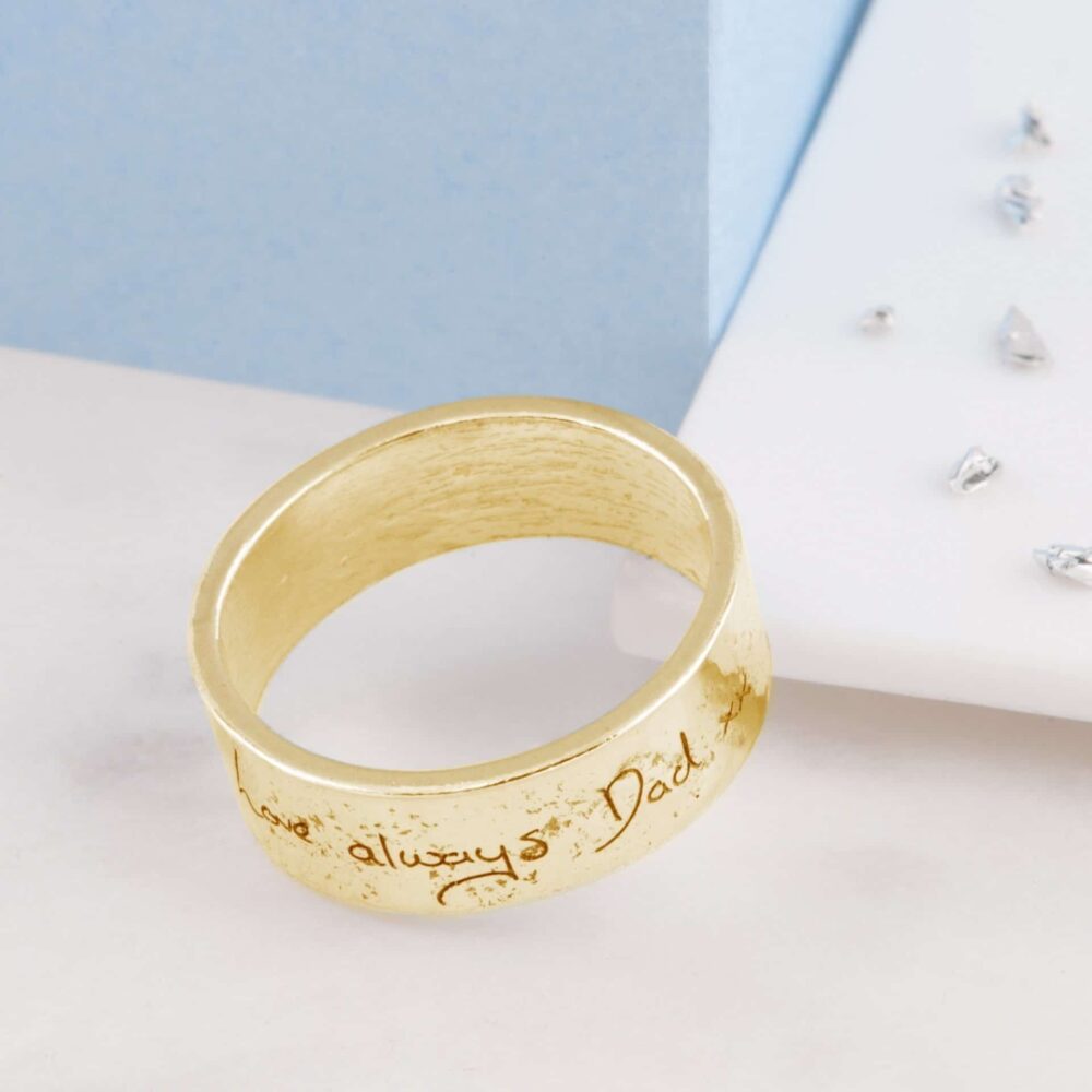 9ct Gold Memorial Ring With Handwriting Engraving
