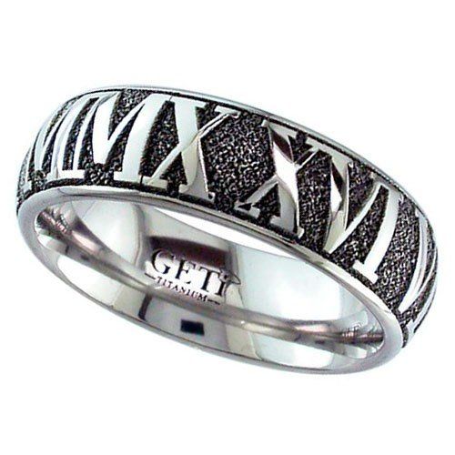 Titanium Ring with Roman Numerals | Footprints & Whispers