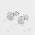 Ashes or Hair Small Crystarosin Round Inlaid Bezel Earrings