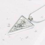 Sterling Silver Crystarosin Triangular Inlaid Memorial Pendant with Ashes