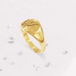 Ashes Imprinted Unisex 9ct Yellow Gold Ring with Initial