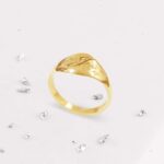 Ashes Imprinted Unisex 9ct Yellow Gold Ring with Initial