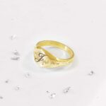 Ashes Imprinted Unisex 9ct Yellow Gold Ring with Initial